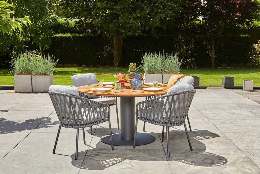 Suns Grado Tuintafel 170 cm Rond Teak Top Matt Royal Grey - Afbeelding 2