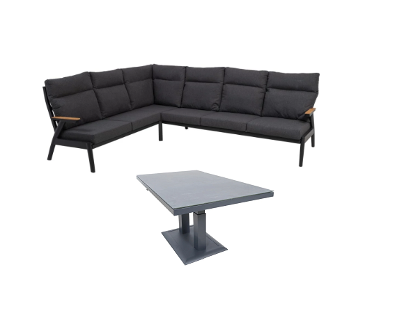 Lesli Living Hoekbank Florence incl. tafel hoog laag Grey