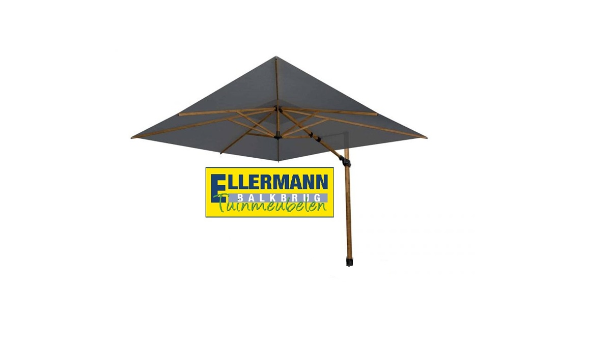 4 Seasons Outdoor siesta premium 3 x 3 frame wood look / doek charcoal