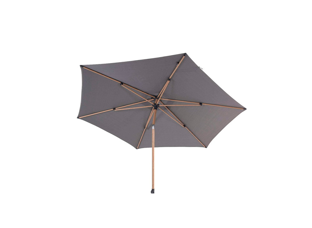 4 Seasons Outdoor Azzurro 3m rond stokparasol frame Woodlook doek Charcoal - Afbeelding 2